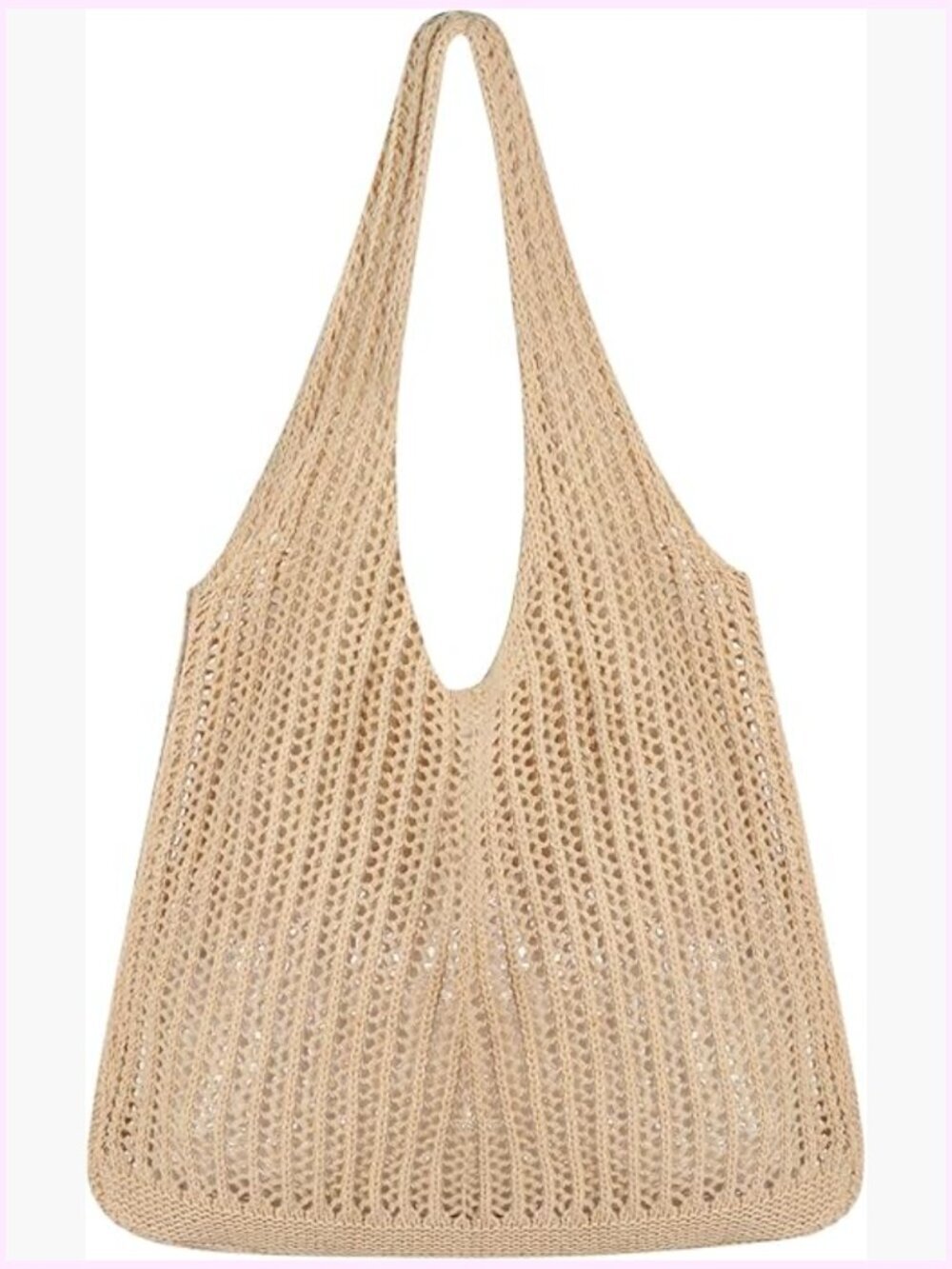 Crochet Beach Tote Bag, Aesthetic Mesh Tote Hippie Knit Bag